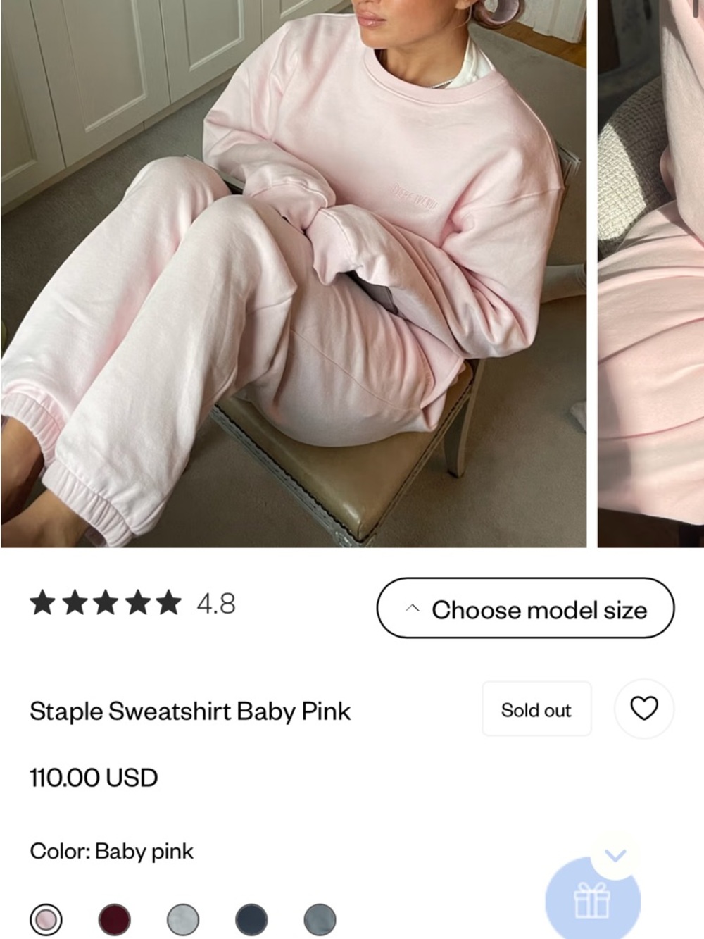 Djerf Avenue Soft Baby Pink Crew Sweatshirt